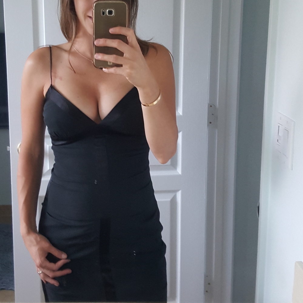Nicole Miller Black Ruched Silk Cocktail Dress - Picture 3 of 6